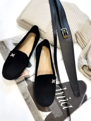 Mokasyny Black eko zamsz