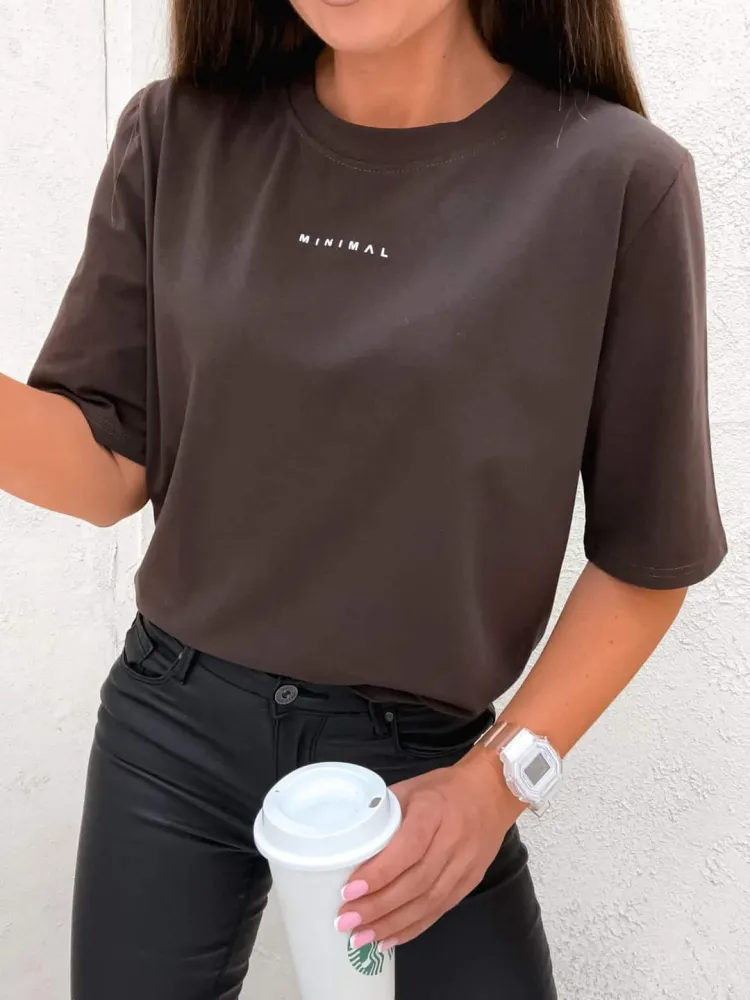 T-shirt Basic Brown MINIMAL - obrazek 2