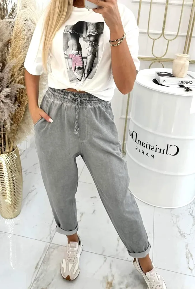 Spodnie Dresowe Wiya Grey dekatyzowane