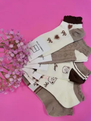 Skarpetki stopki Beige/Cream/Brown pakiet 5par