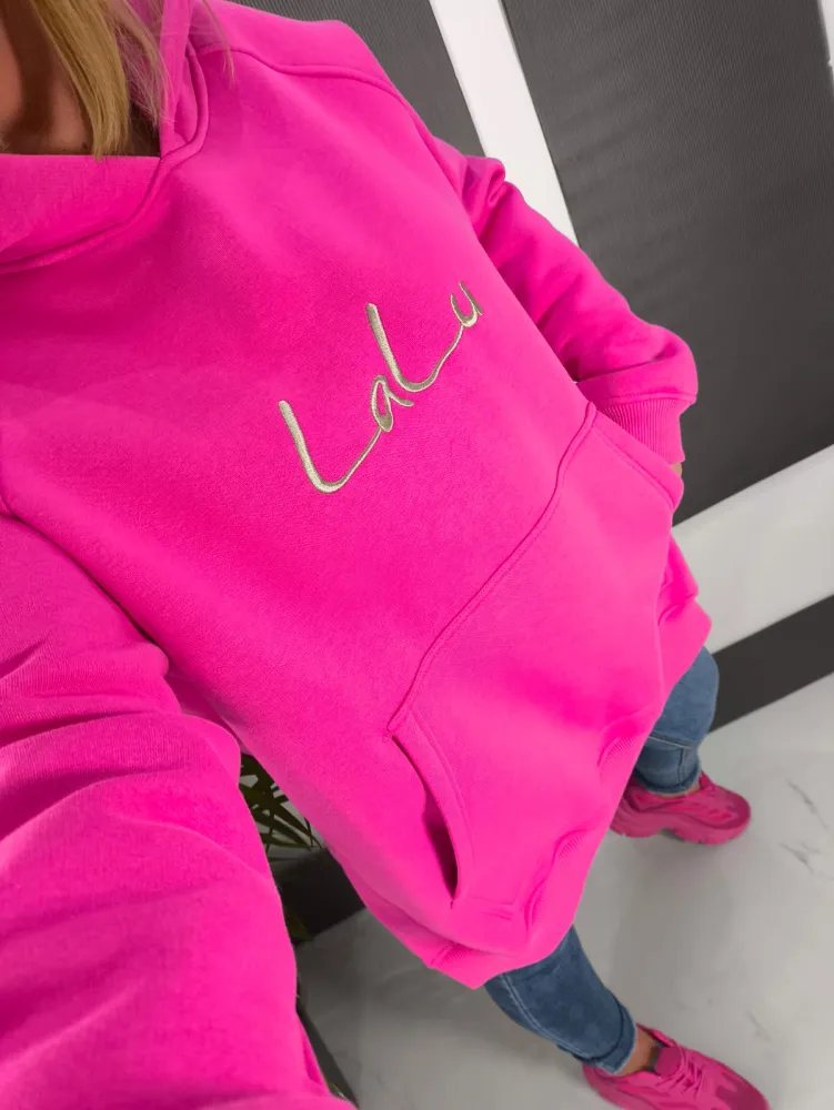 Bluza Dłuższa Fuschia Kaptur-rozporki - obrazek 3