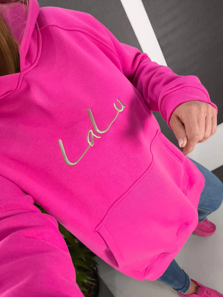 Bluza Dłuższa Fuschia Kaptur-rozporki - obrazek 2