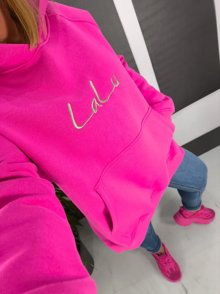 Bluza Dłuższa Fuschia Kaptur-rozporki
