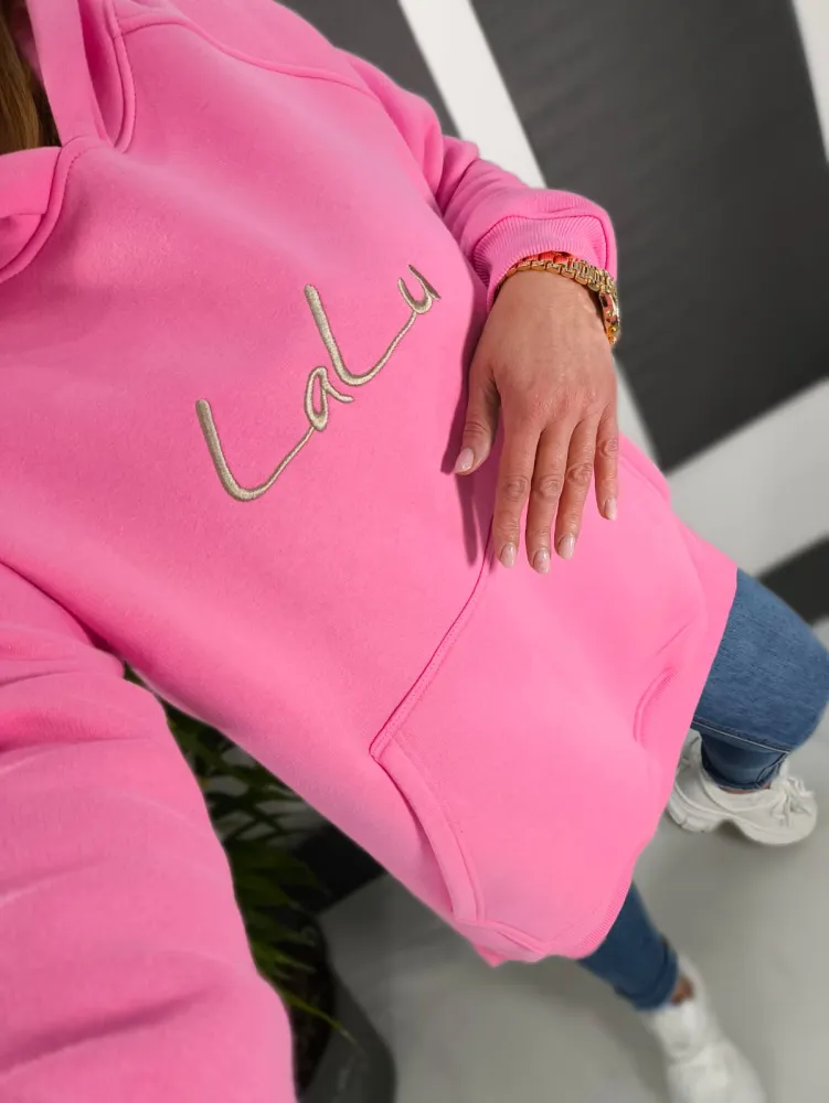 Bluza Dłuższa Candy Pink Kaptur-rozporki - obrazek 3