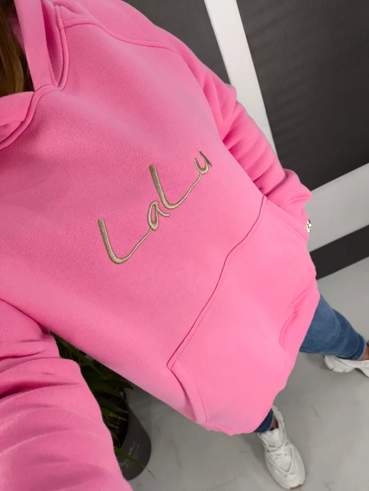 Bluza Dłuższa Candy Pink Kaptur-rozporki - obrazek 2