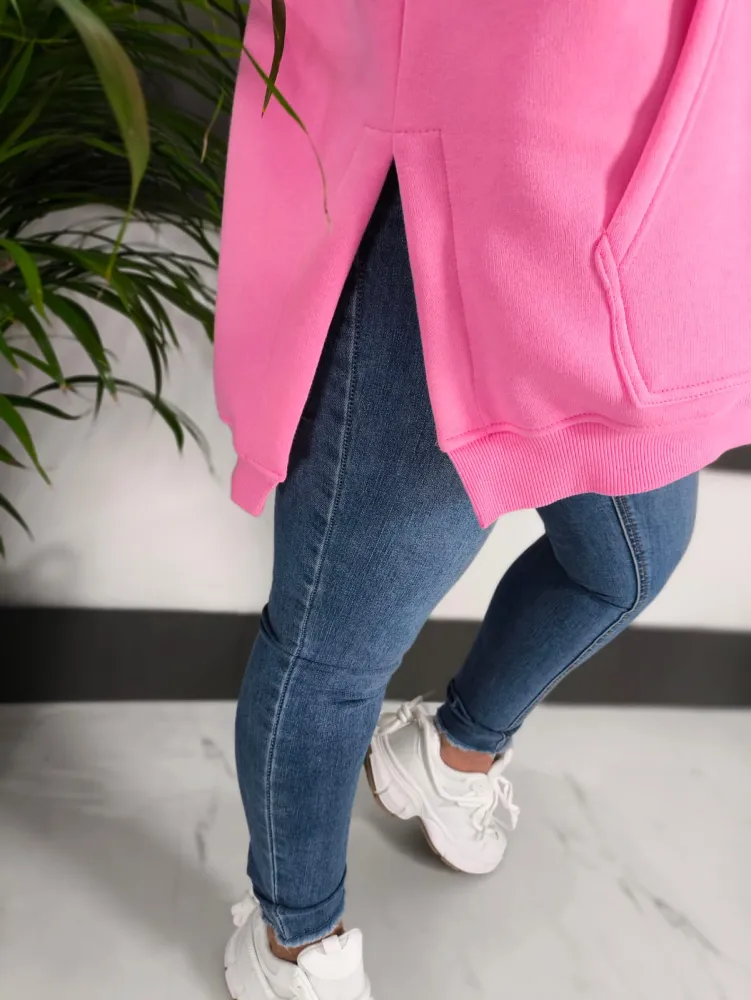 Bluza Dłuższa Candy Pink Kaptur-rozporki - obrazek 4