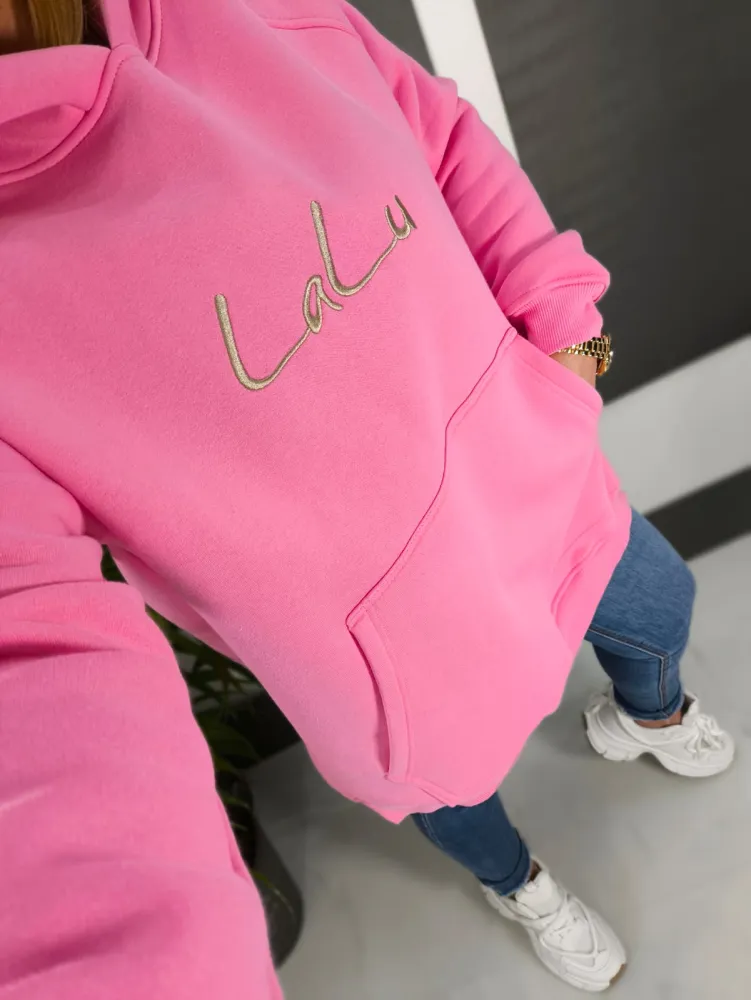 Bluza Dłuższa Candy Pink Kaptur-rozporki