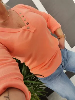 Bluzka w prążek Orange guziki