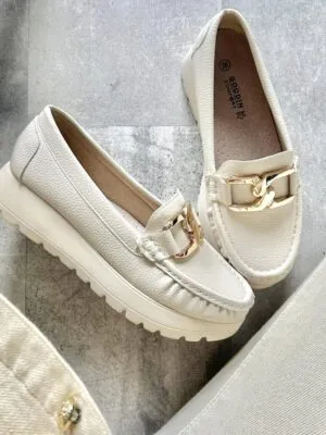 Mokasyny Beige z klamrą