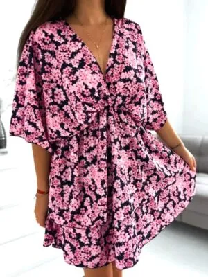 Sukienka w kwiatuszki Navy/Pink