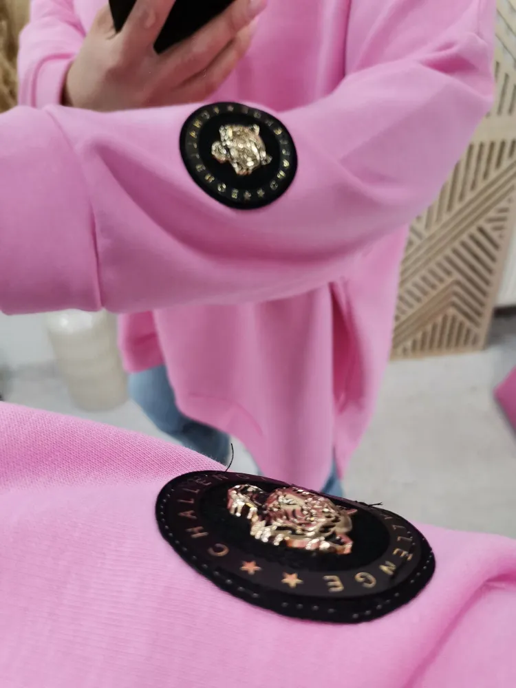 Bluza mocno oversize Candy Pink TIGER - obrazek 2