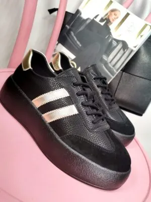 Buty skóra naturalna Czarno/Złote