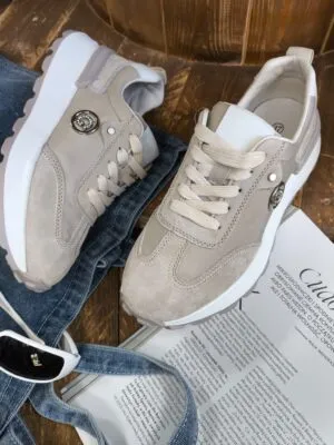 Buty sport. skóra naturalna Beige/White