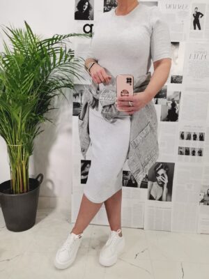 Sukienka Dopasowana Grey w prążek