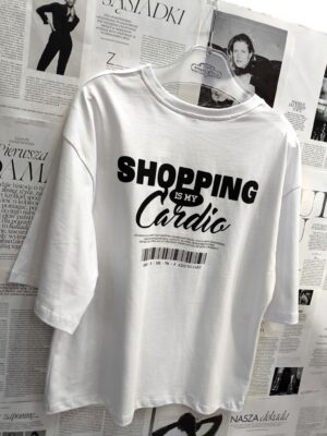 T-shirt Biały Shopping is Cardio