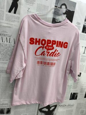 T-shirt Róż Shopping is Cardio