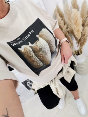 T-shirt oversize beż Smoke