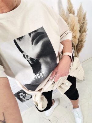 T-shirt oversize beż Since 1997