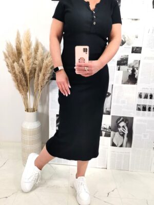 Sukienka w prążek Czarny guziczki