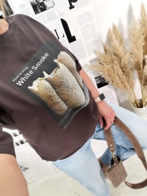 T-shirt oversize Brązowa Smoke