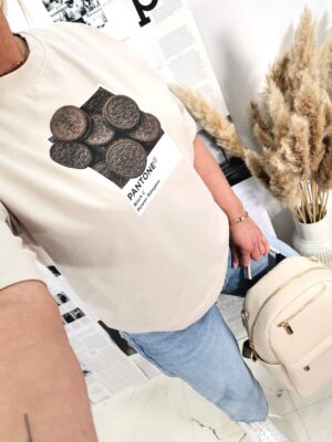 T-shirt oversize Beżowa Oreo