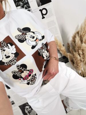 T-shirt oversize Biała Minnie Mause