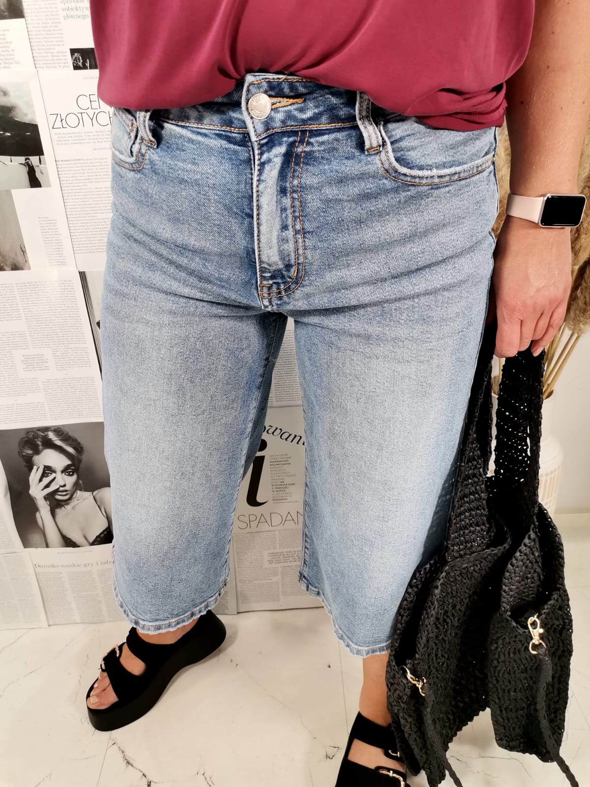 Spodnie denim jeans Bermudy - obrazek 6