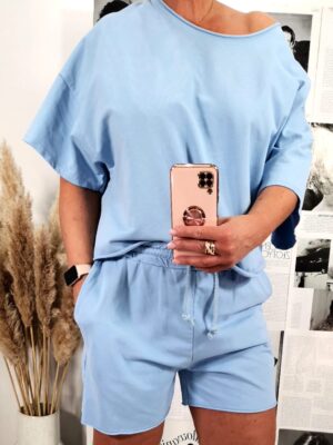 Komplet Bawełniany Baby Blue Bluza - szorty
