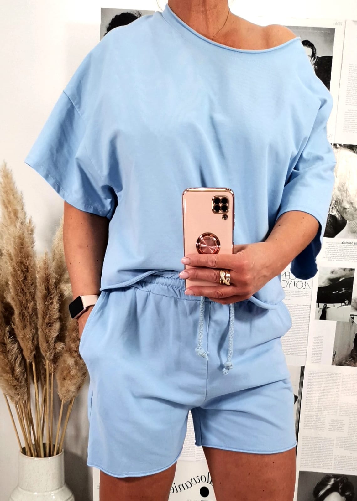 Komplet Bawełniany Baby Blue Bluza - szorty