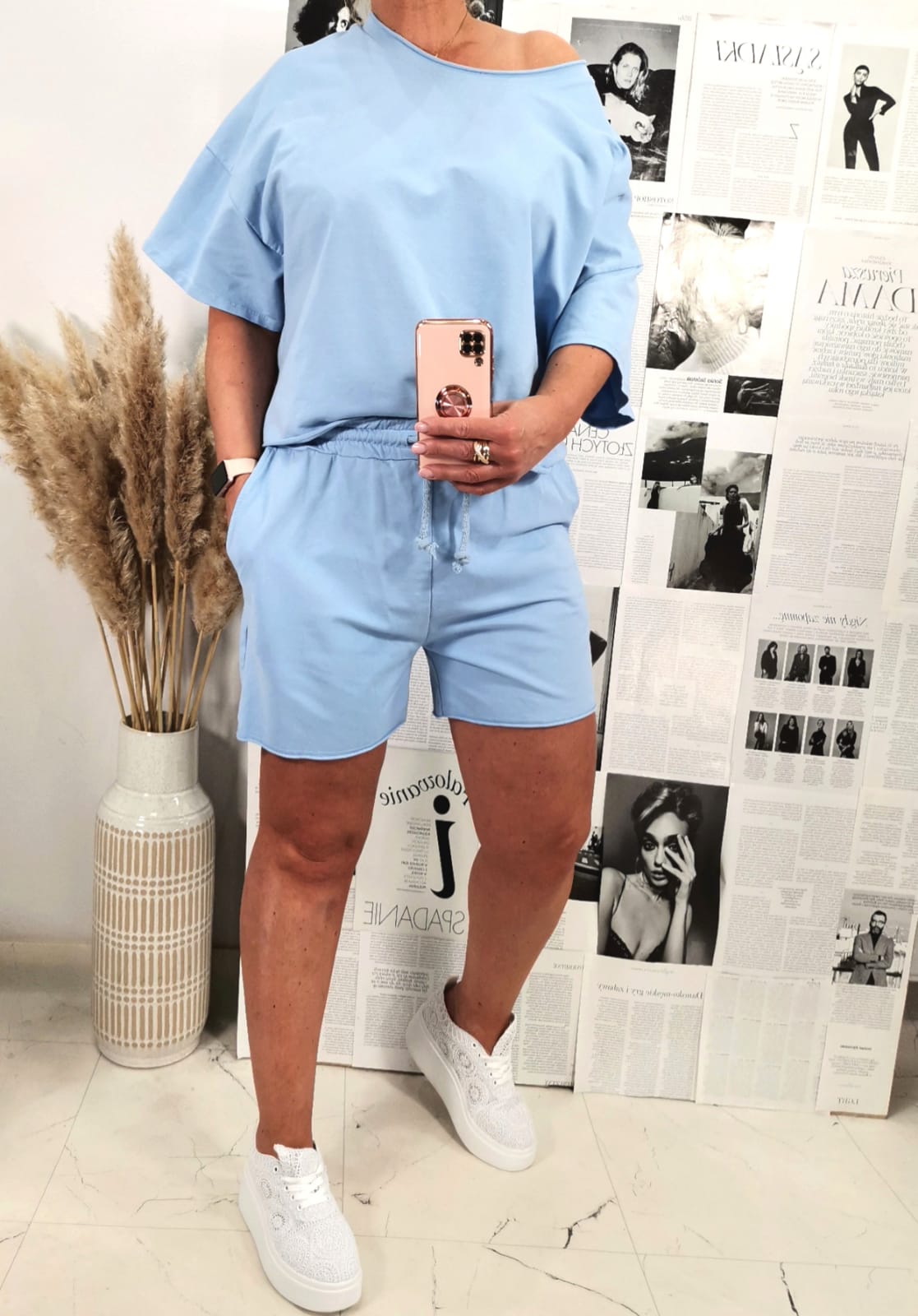 Komplet Bawełniany Baby Blue Bluza - szorty - obrazek 4