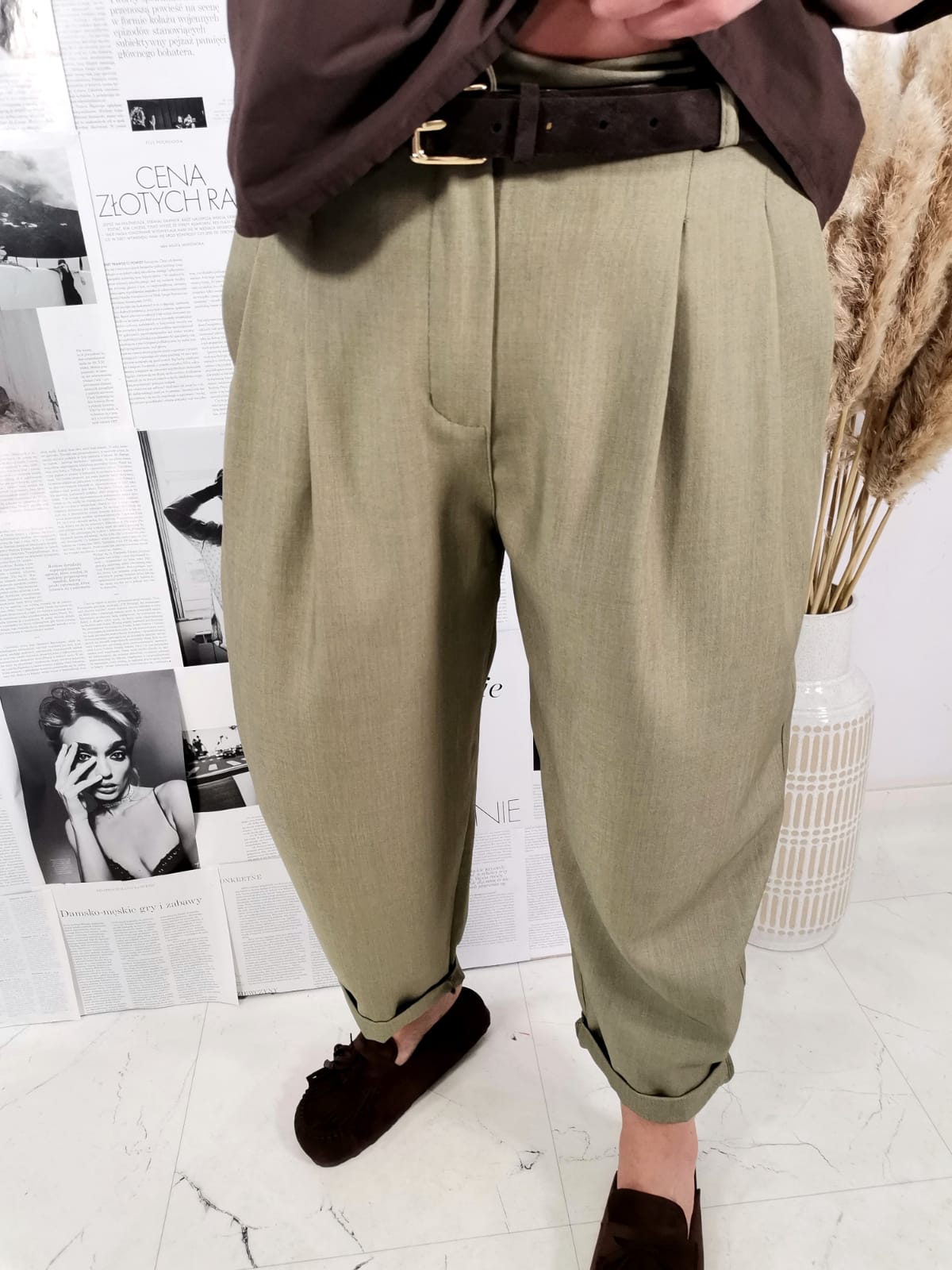 Spodnie materiałowe Ballon Khaki - obrazek 3