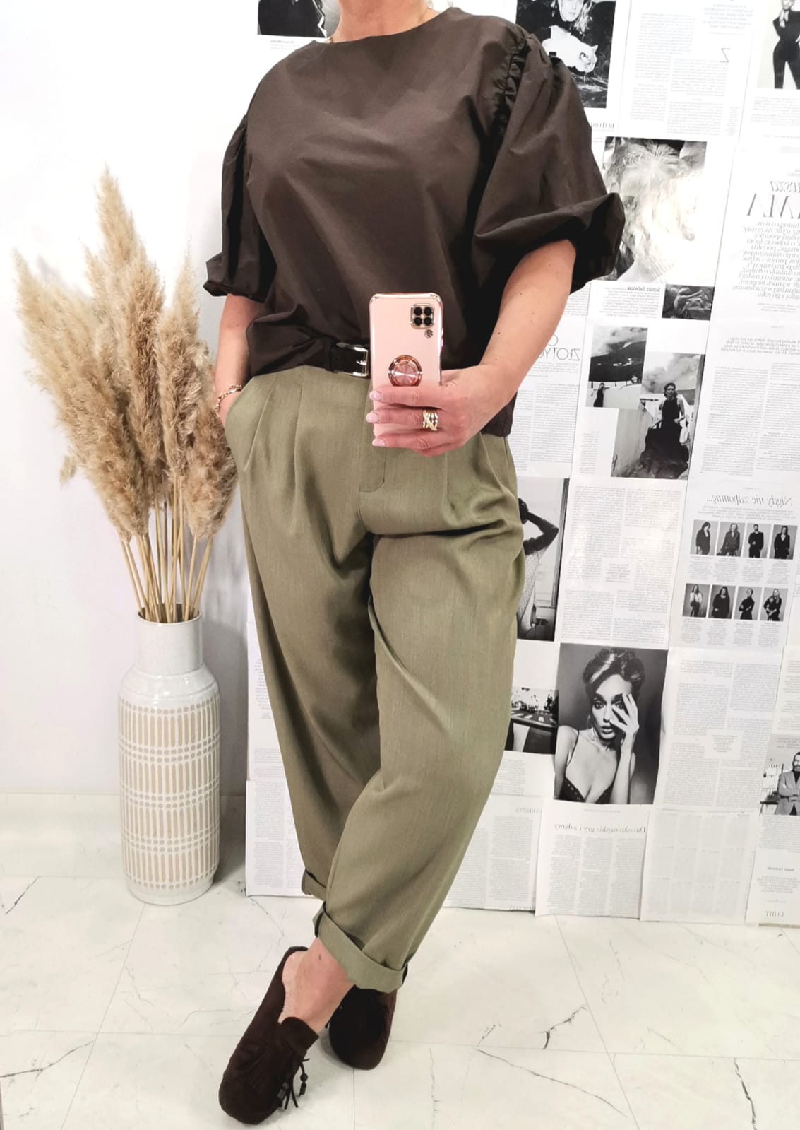 Spodnie materiałowe Ballon Khaki - obrazek 4
