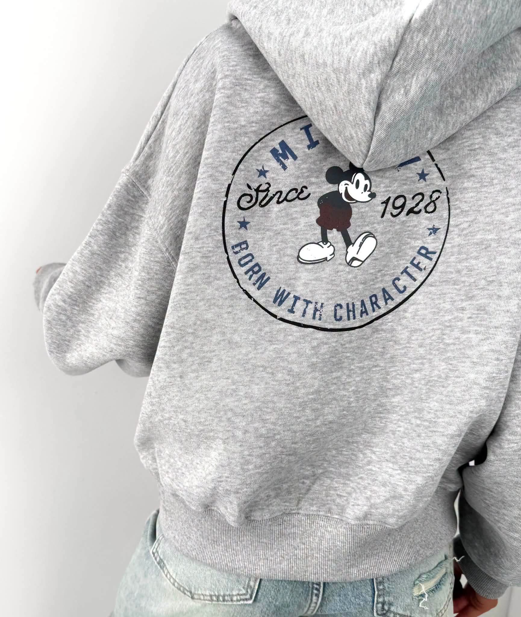 Bluza Grey melange rozpinana z kapturem Mickey - obrazek 3