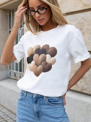 T-shirt Basic Cream serduszka