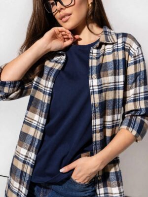 Koszula Suzan w kratę Navy/Beige