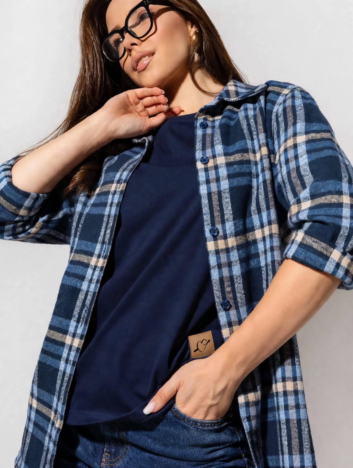 Koszula Suzan w kratę Navy/Beige