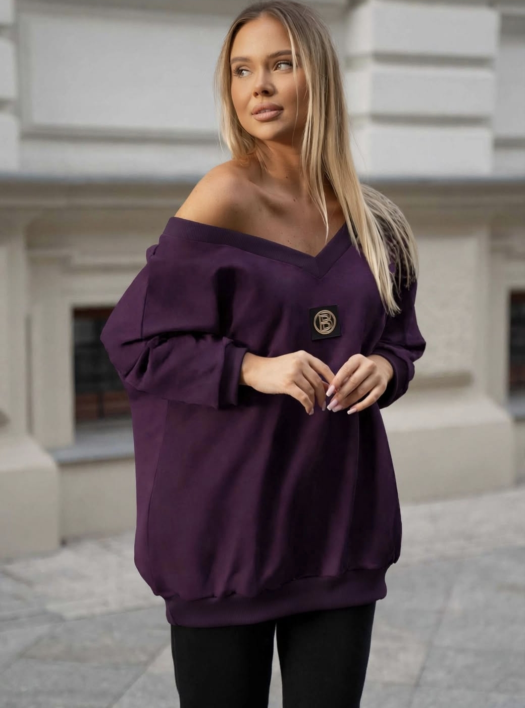 Bluza bawełniana Oversize Plum