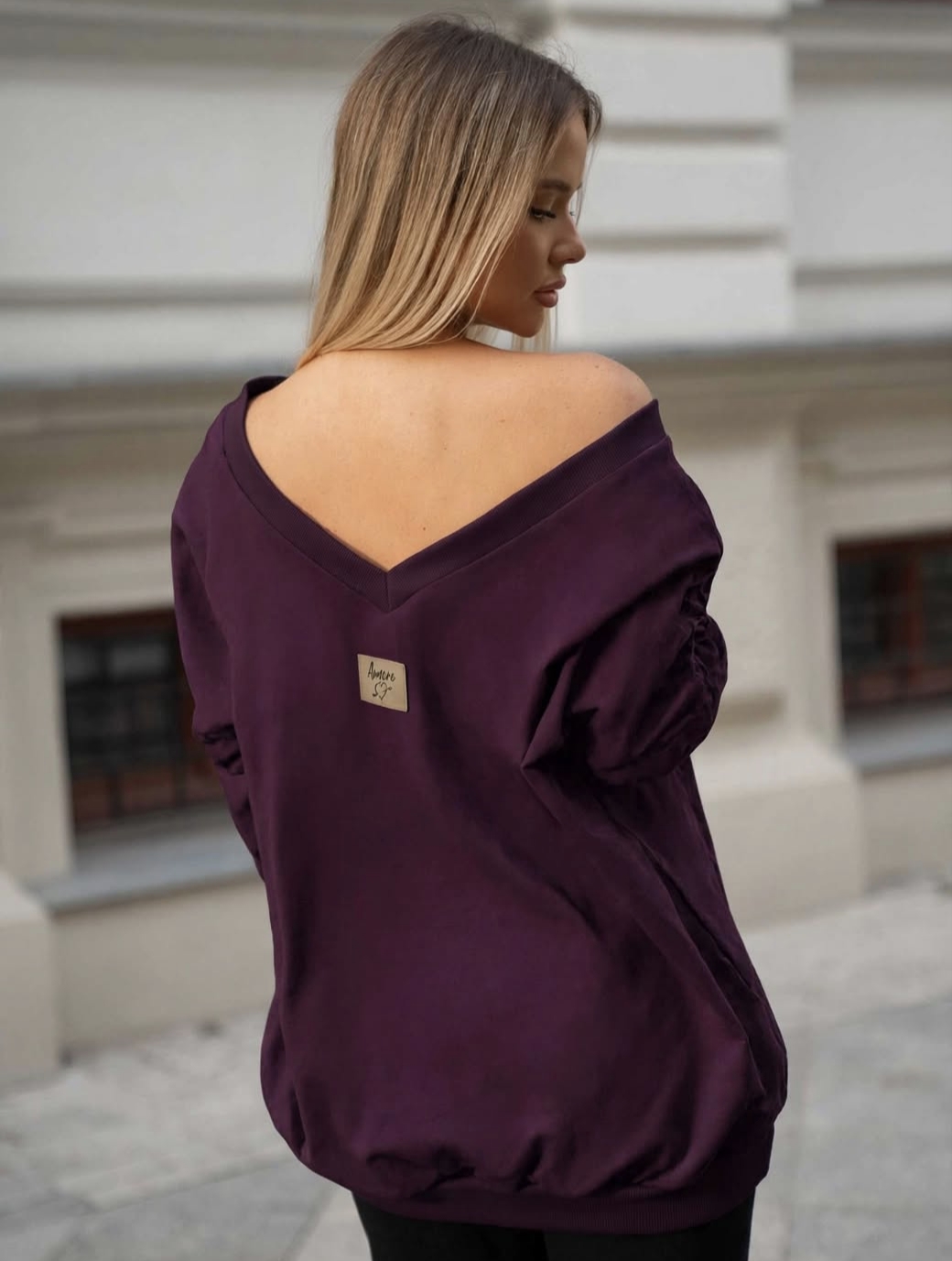 Bluza bawełniana Oversize Plum - obrazek 2