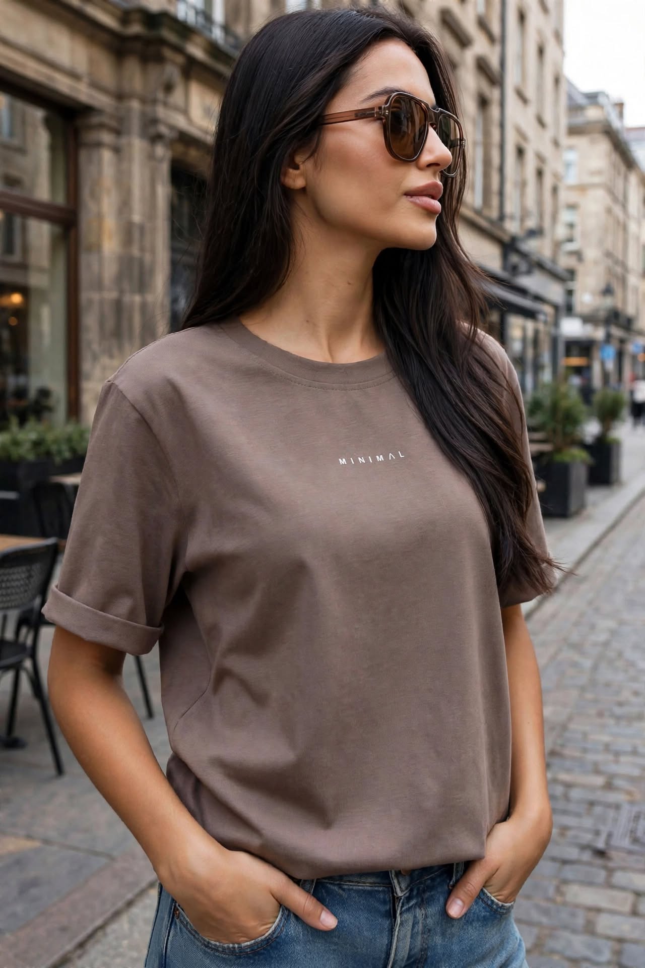 T-shirt Basic Mocca MINIMAL - obrazek 2