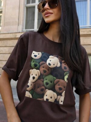 T-shirt  Brąz Misie