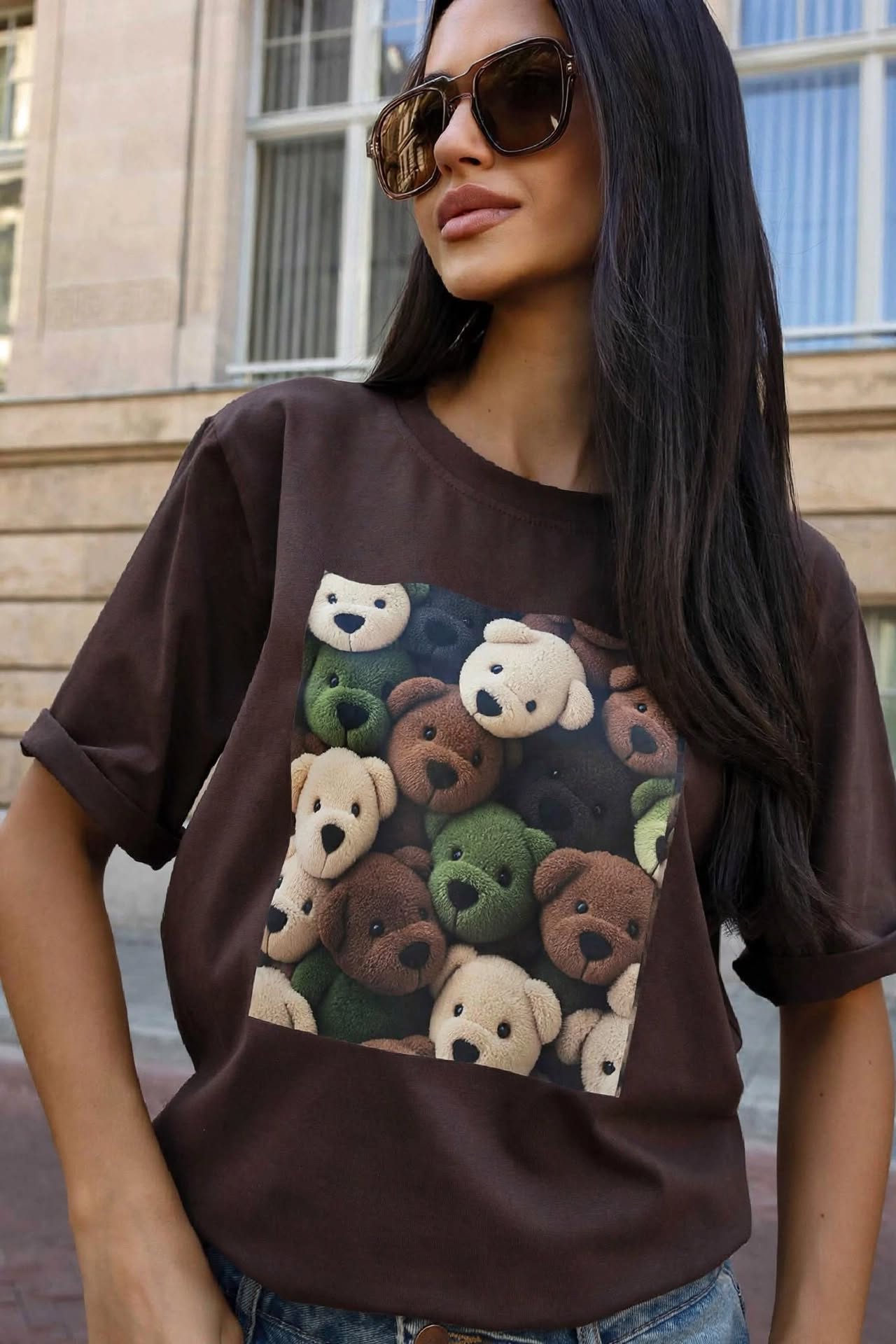 T-shirt Brąz Misie