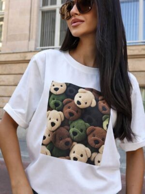 T-shirt  Biały Misie