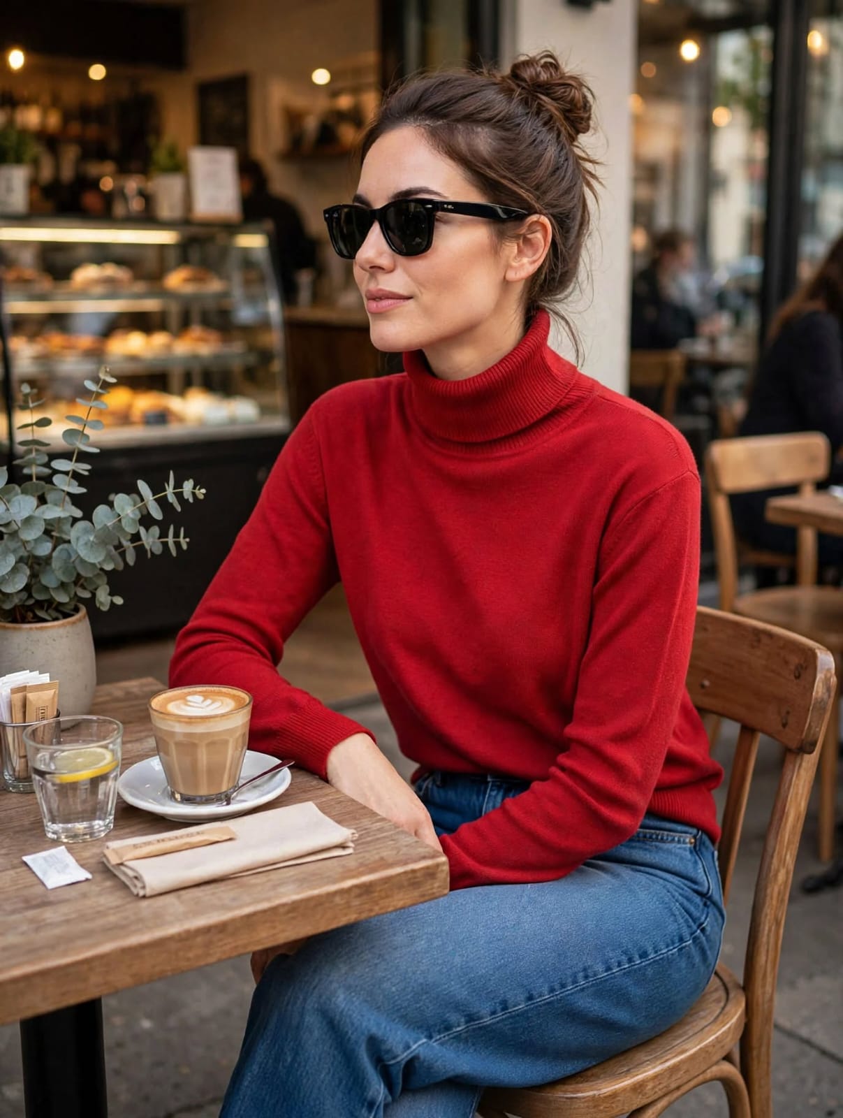 Sweter oversize z golfem Czerwony
